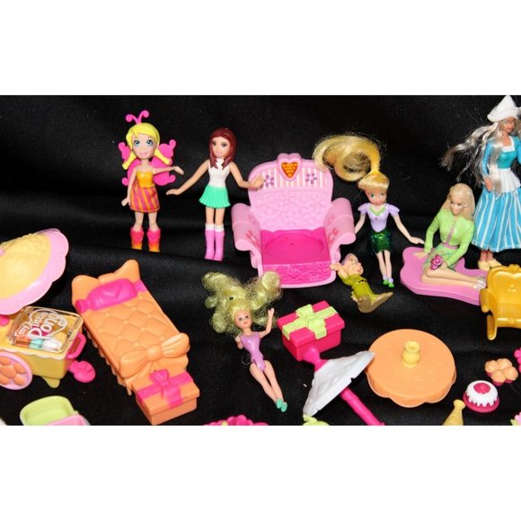 72 Pc Large Doll Lot LPS MLP Polly Pocket Disney Barbie Tea Party Picnic Fairy - Picture 2 of 9